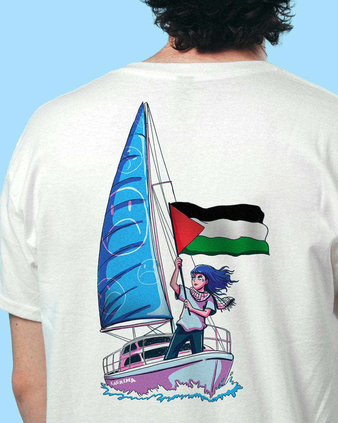 Maglietta Bianca Lacrima x Palestina