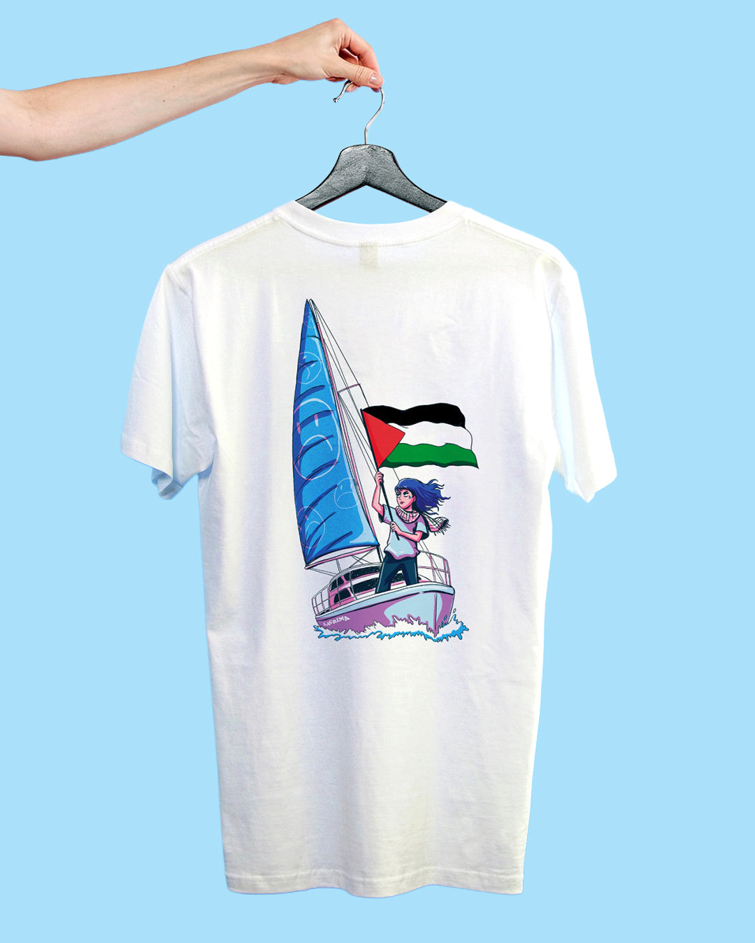 Maglietta Bianca Lacrima x Palestina