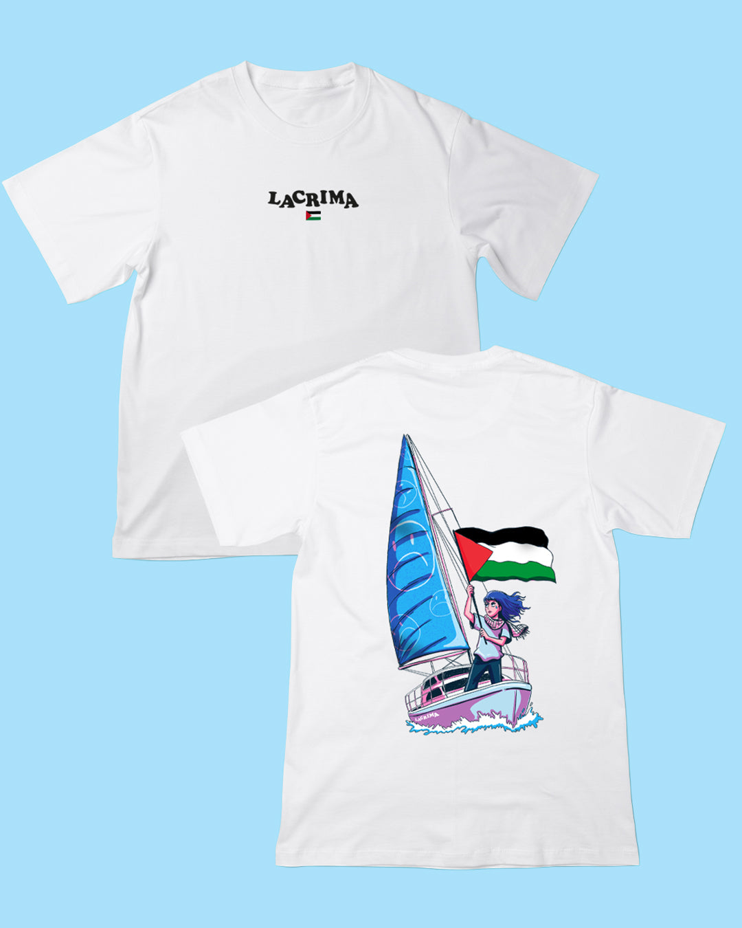 Maglietta Bianca Lacrima x Palestina