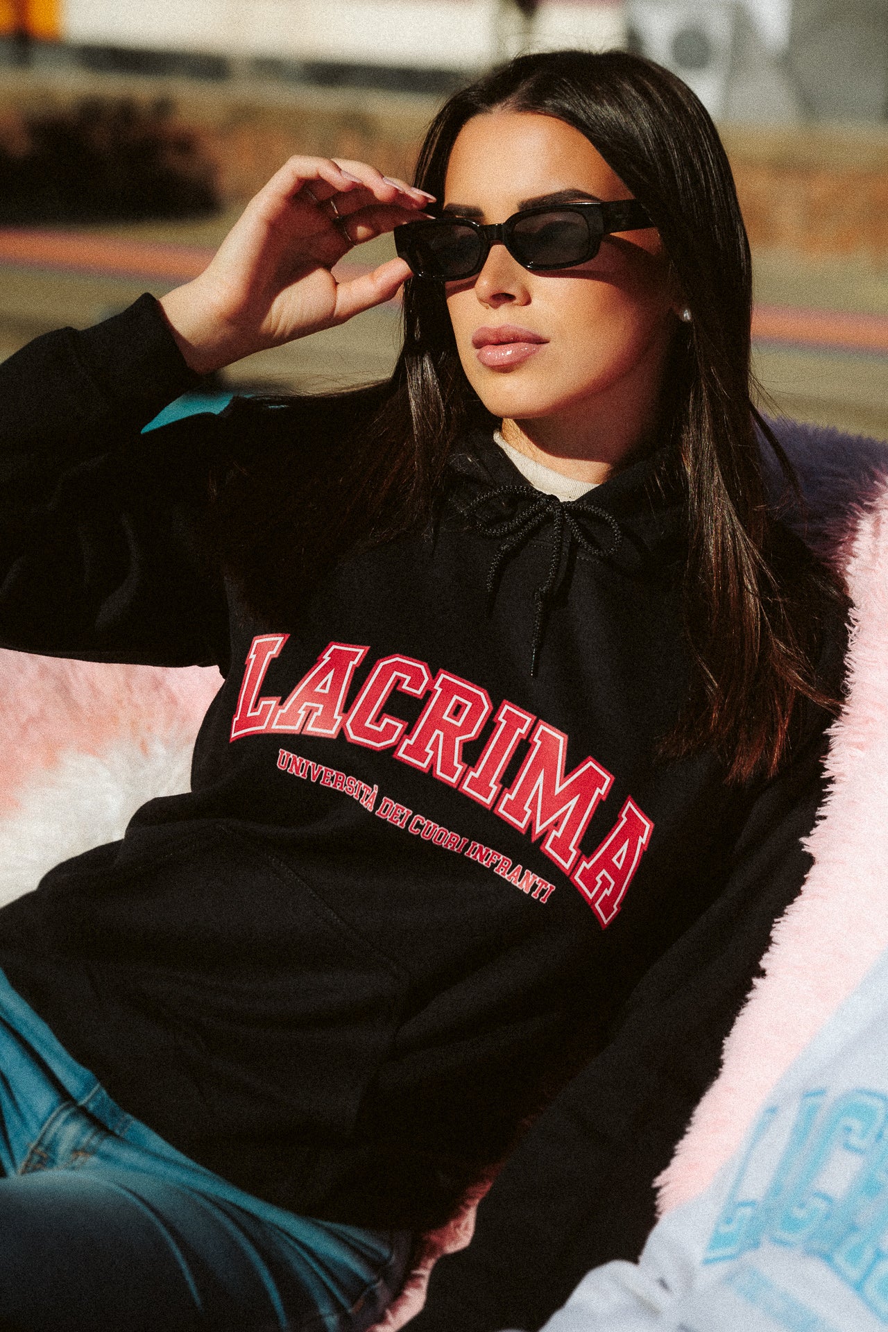 Felpa Hoodie College Nera