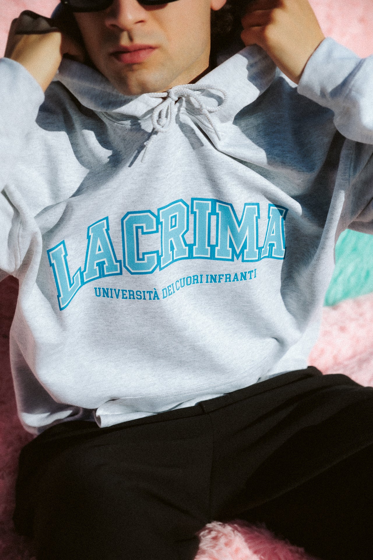 Felpa Hoodie College Grigia Blu