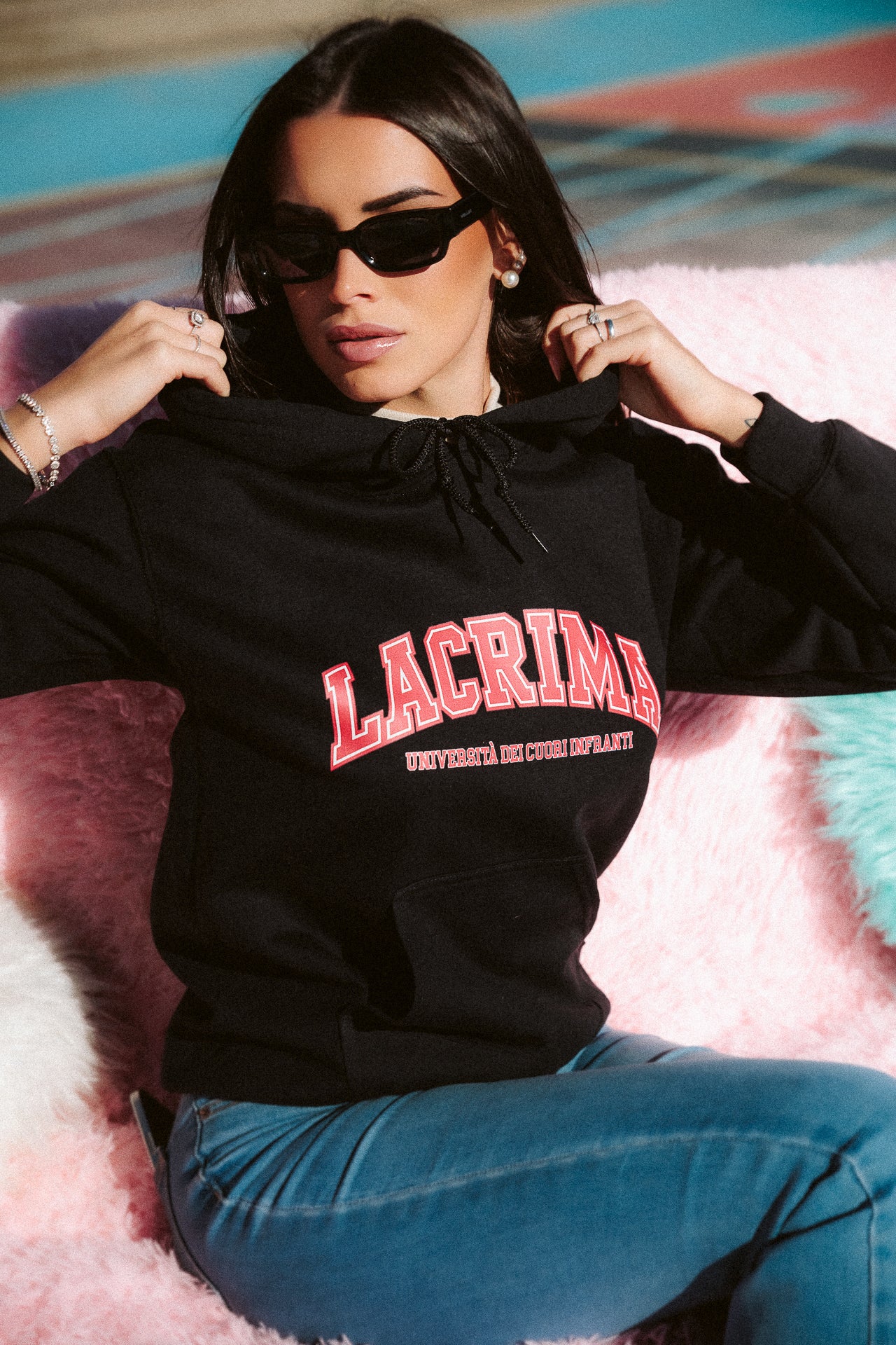 Felpa Hoodie College Nera