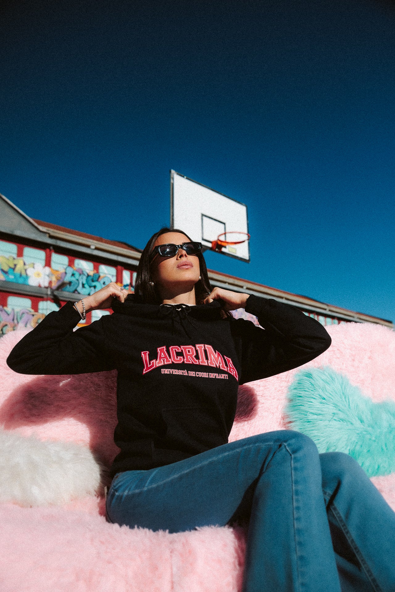 Felpa Hoodie College Nera