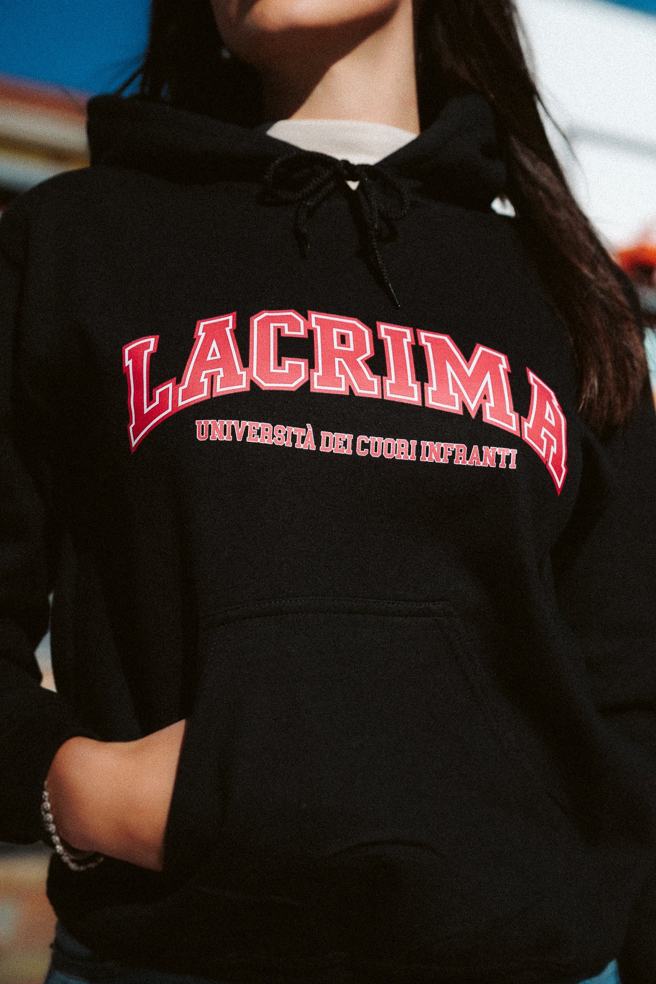 Felpa Hoodie College Nera