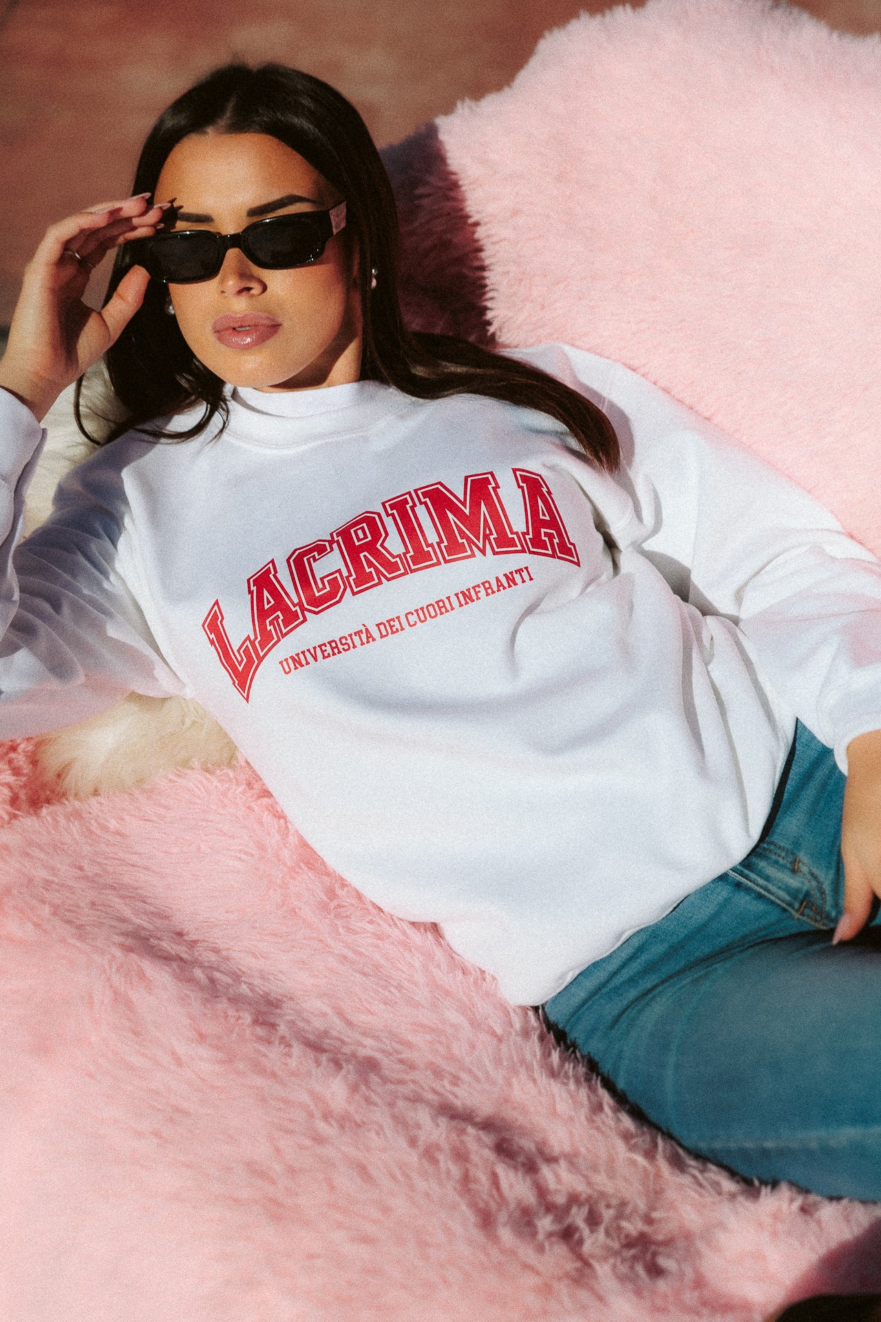 Felpa Girocollo College Bianca