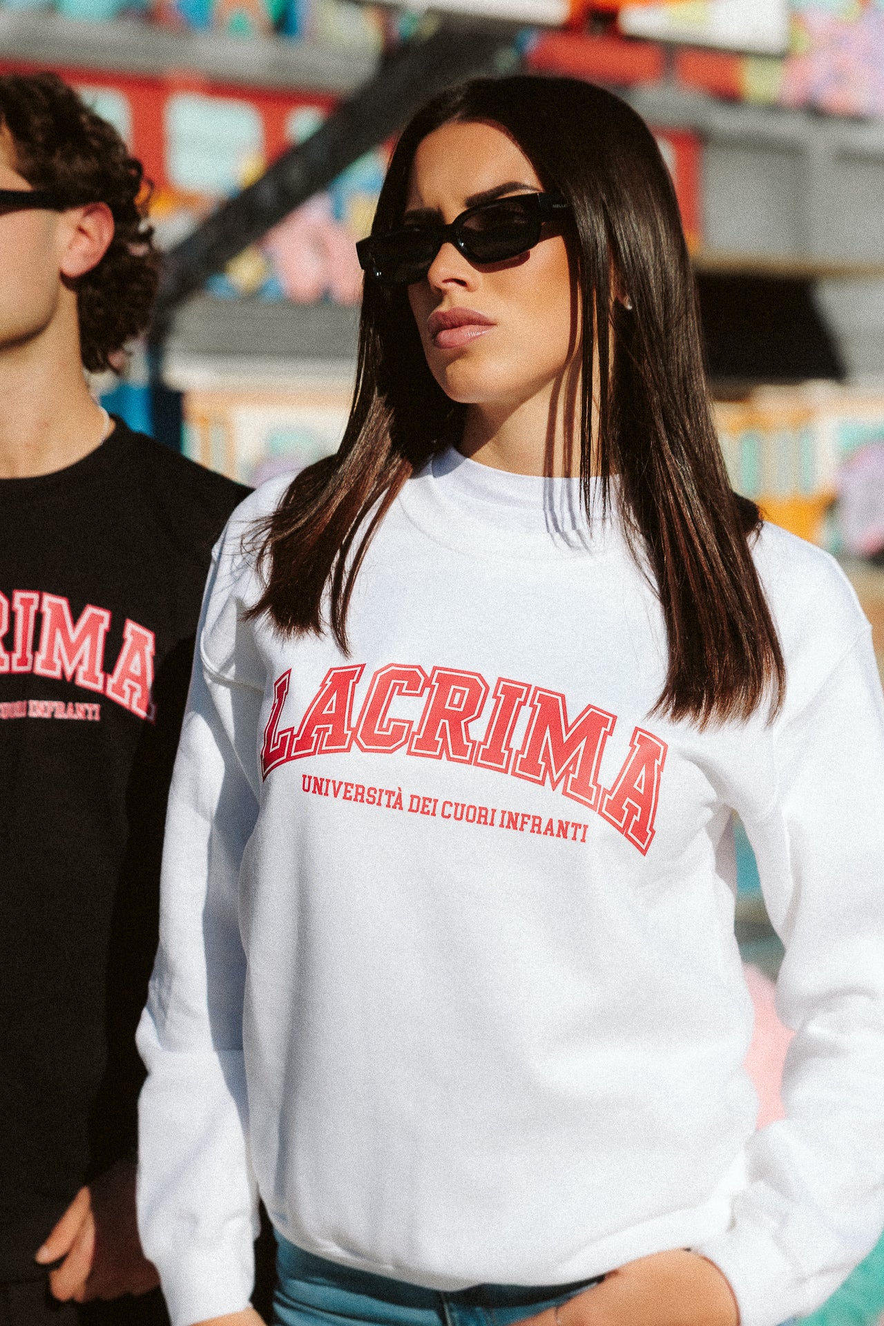 Felpa Girocollo College Bianca