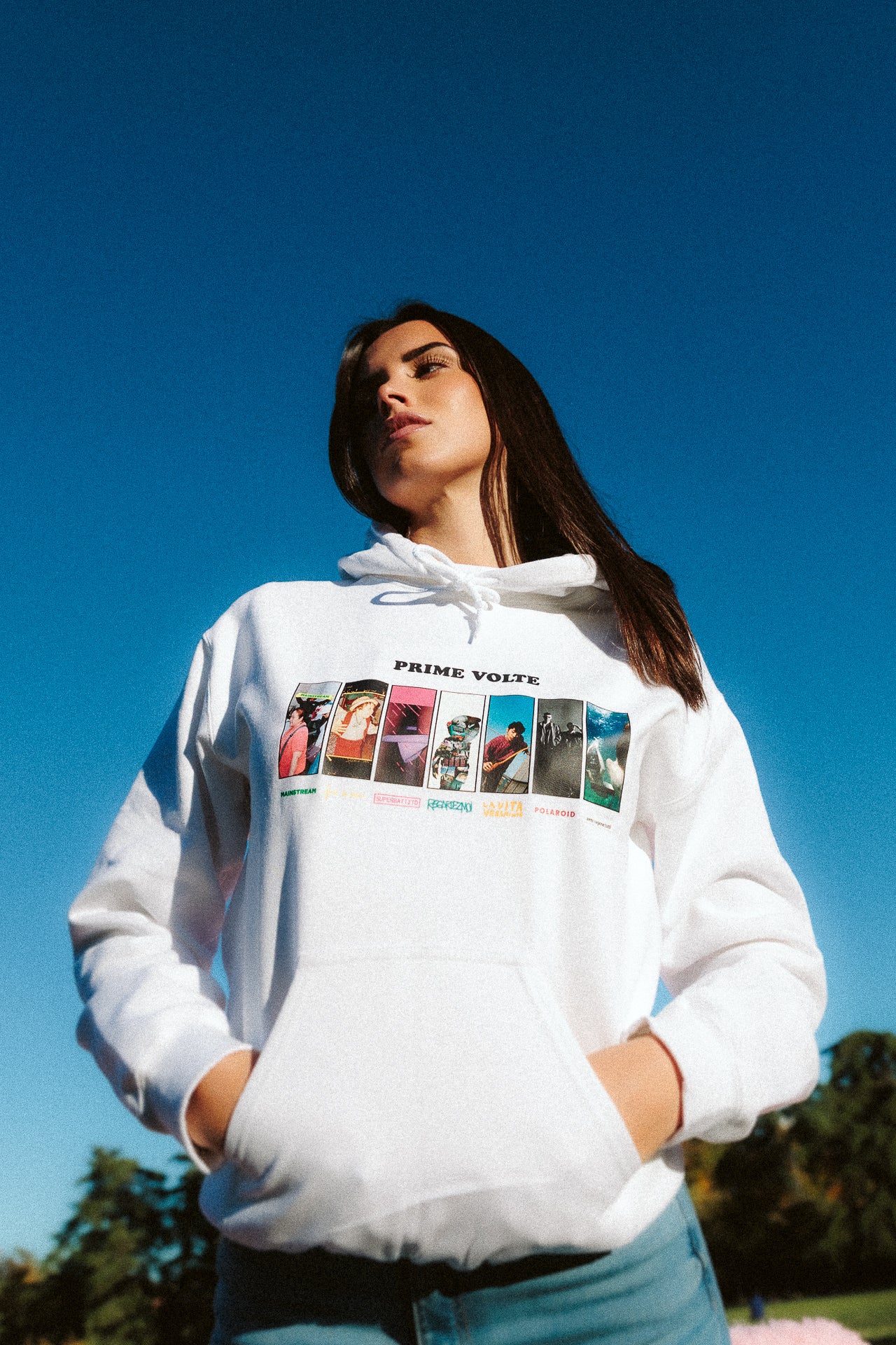 Felpa Hoodie Prime Volte Bianca