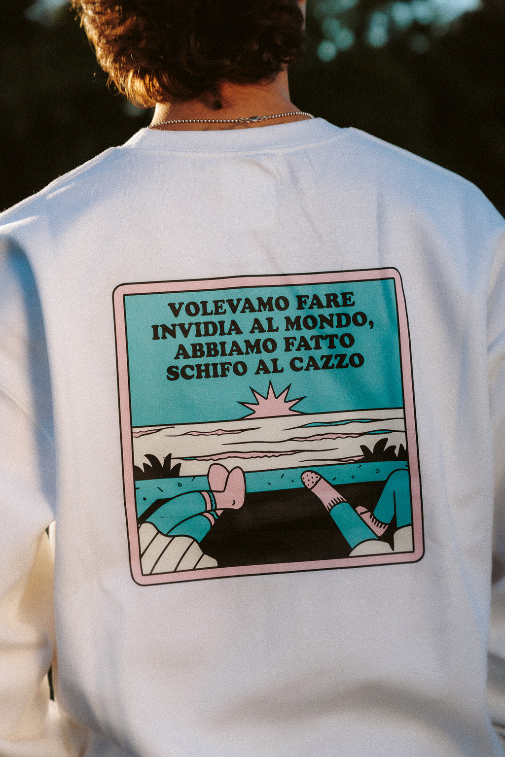 Felpa Girocollo Fare Schifo Bianca