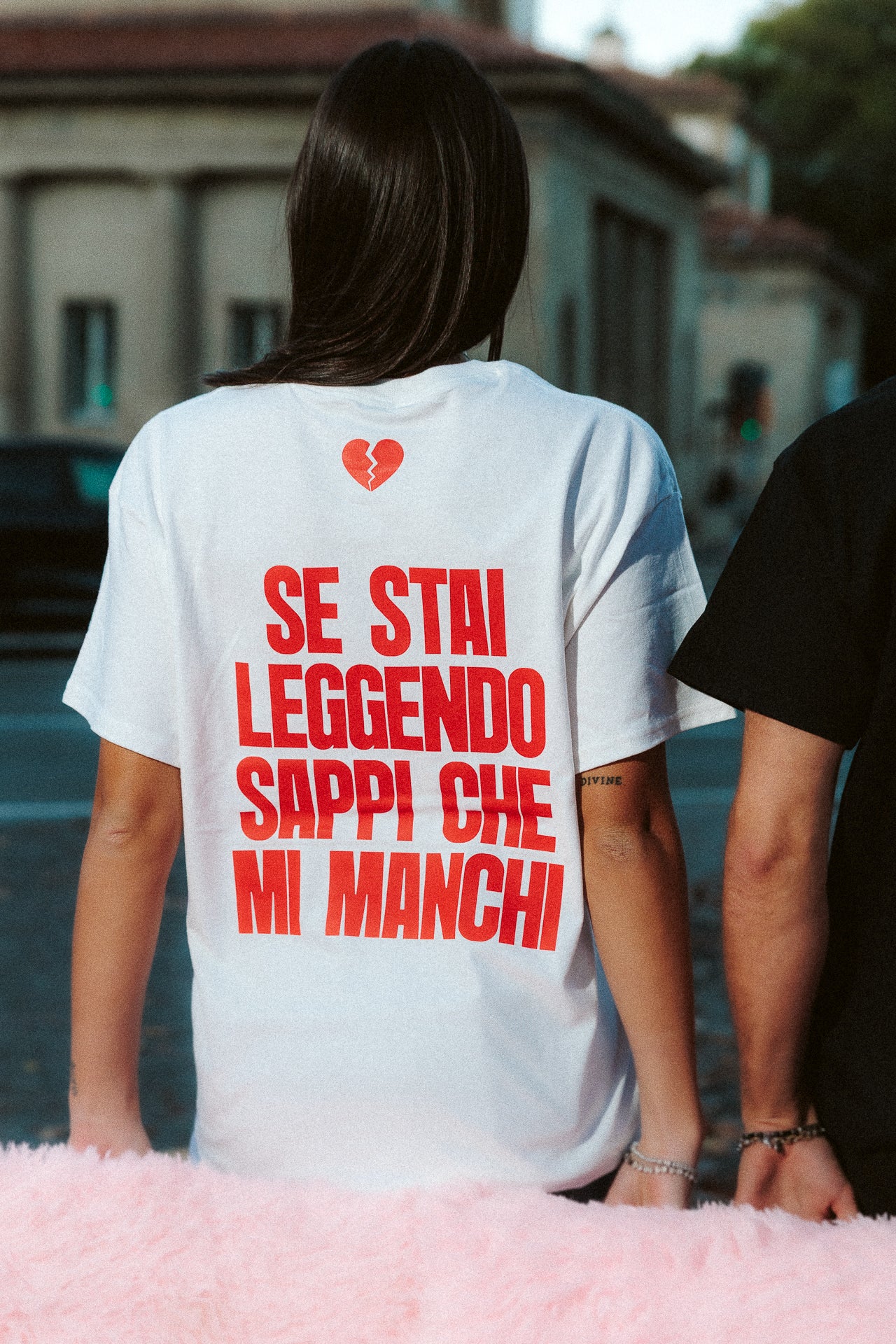 T-shirt Mi Manchi Bianca Rossa