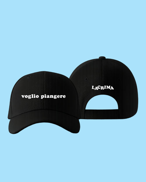 Cappellino Voglio Piangere Nero Ricamato
