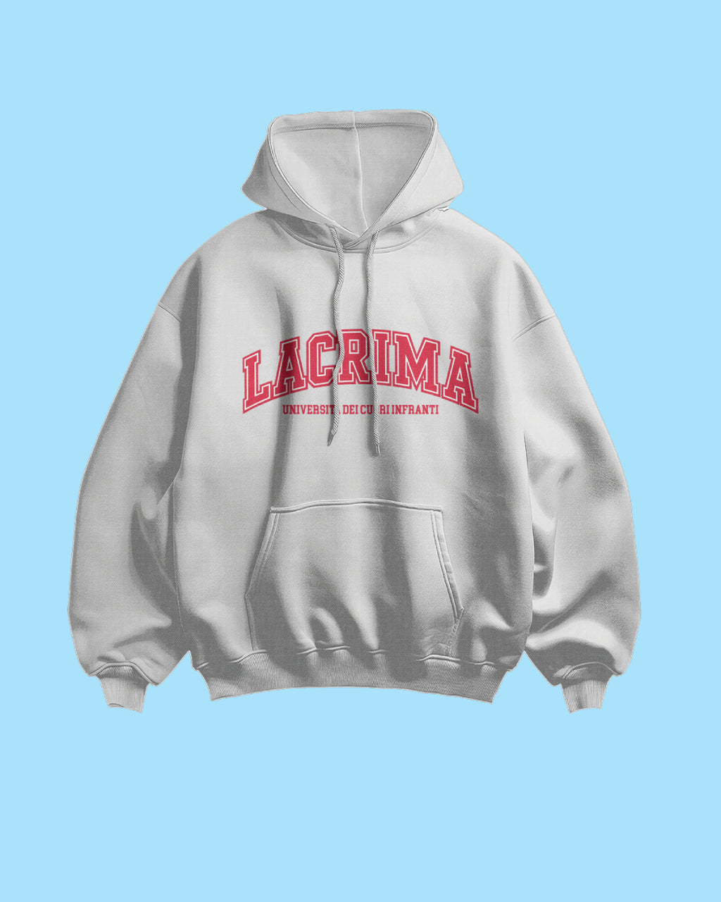 Felpa Hoodie College Grigia Rossa